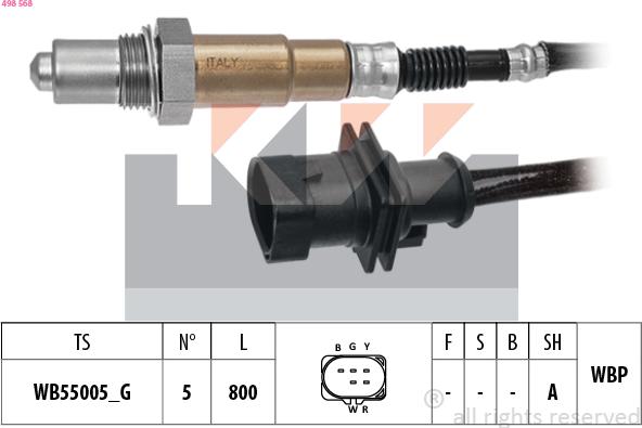 KW 498 568 - Лямбда-зонд, датчик кисню autozip.com.ua