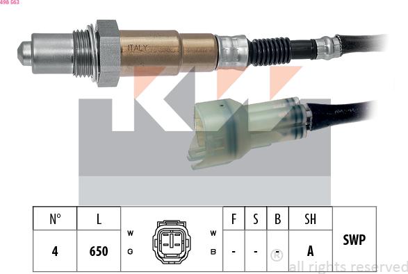 KW 498 563 - Лямбда-зонд, датчик кисню autozip.com.ua