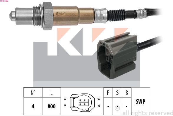 KW 498 562 - Лямбда-зонд, датчик кисню autozip.com.ua