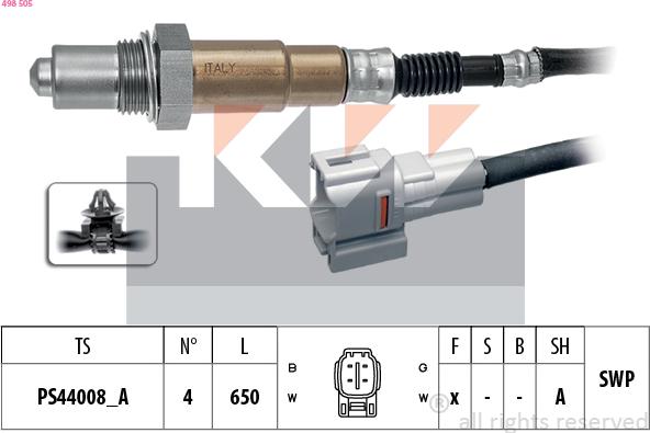 KW 498 505 - Лямбда-зонд, датчик кисню autozip.com.ua