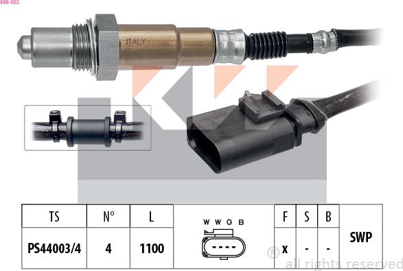 KW 498 503 - Лямбда-зонд, датчик кисню autozip.com.ua