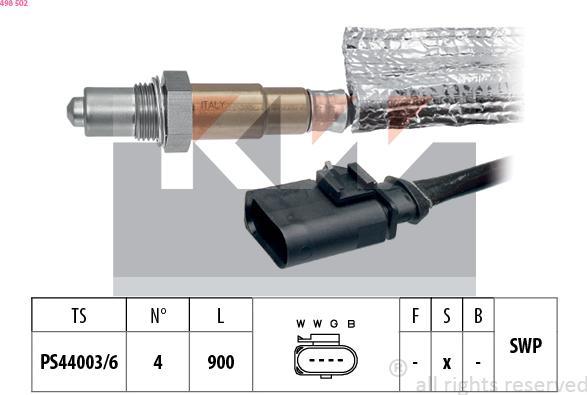 KW 498 502 - Лямбда-зонд, датчик кисню autozip.com.ua
