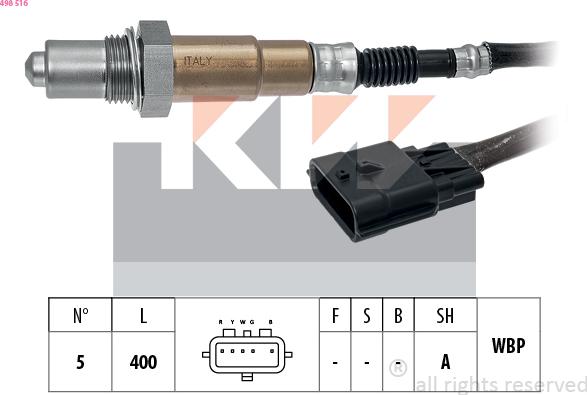 KW 498 516 - Лямбда-зонд, датчик кисню autozip.com.ua