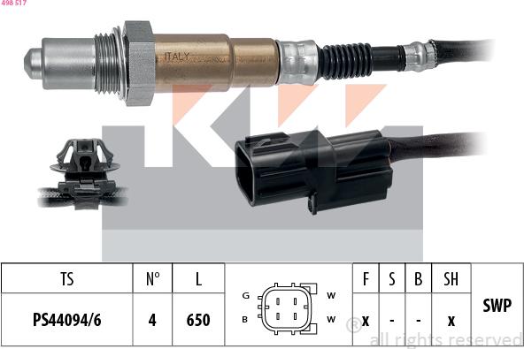 KW 498 517 - Лямбда-зонд, датчик кисню autozip.com.ua