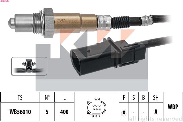 KW 498 589 - Лямбда-зонд, датчик кисню autozip.com.ua