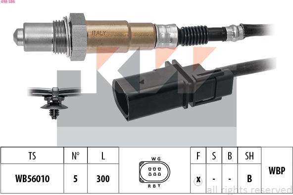 KW 498 586 - Лямбда-зонд, датчик кисню autozip.com.ua