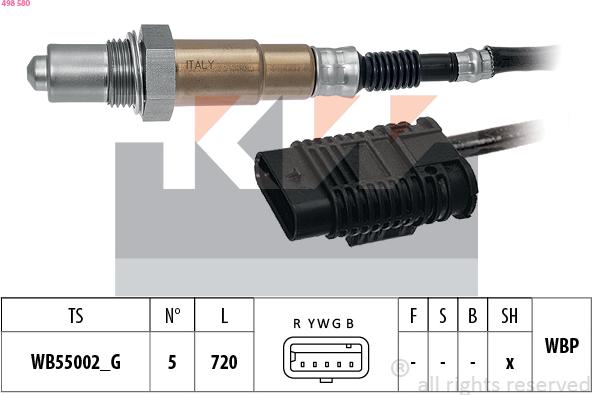 KW 498 580 - Лямбда-зонд, датчик кисню autozip.com.ua