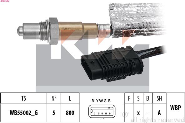 KW 498 582 - Лямбда-зонд, датчик кисню autozip.com.ua