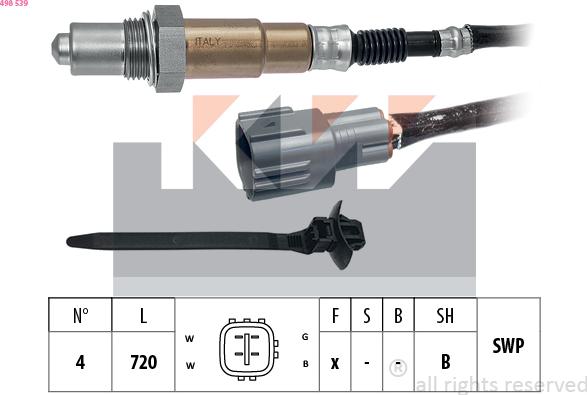 KW 498 539 - Лямбда-зонд, датчик кисню autozip.com.ua