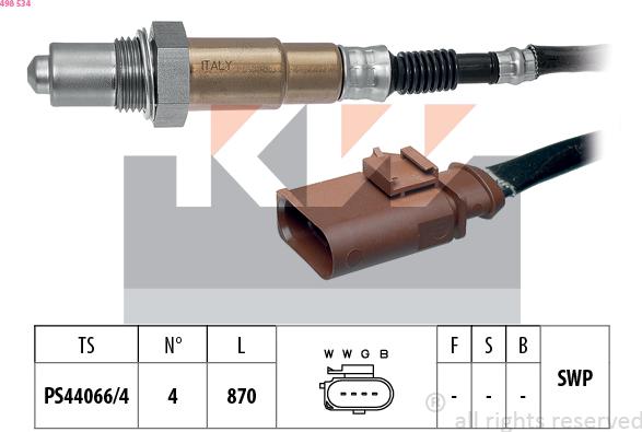 KW 498 534 - Лямбда-зонд, датчик кисню autozip.com.ua