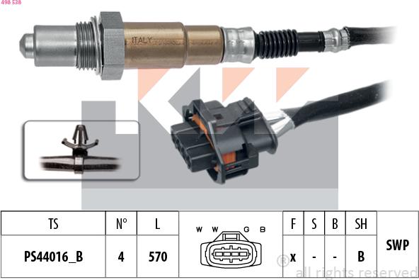 KW 498 538 - Лямбда-зонд, датчик кисню autozip.com.ua