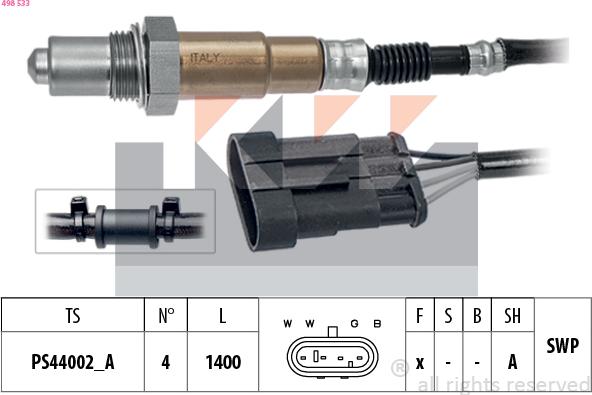 KW 498 533 - Лямбда-зонд, датчик кисню autozip.com.ua