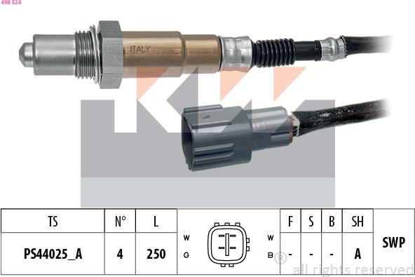 KW 498 524 - Лямбда-зонд, датчик кисню autozip.com.ua