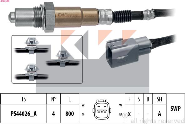 KW 498 525 - Лямбда-зонд, датчик кисню autozip.com.ua