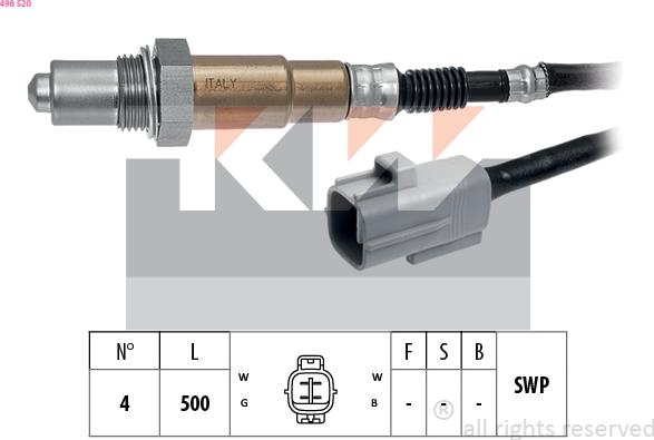 KW 498 520 - Лямбда-зонд, датчик кисню autozip.com.ua