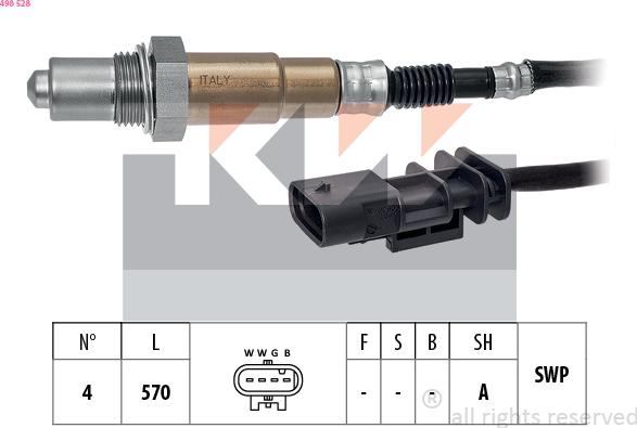 KW 498 528 - Лямбда-зонд, датчик кисню autozip.com.ua