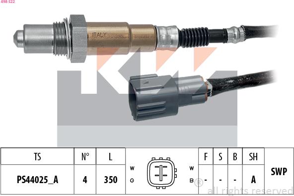 KW 498 522 - Лямбда-зонд, датчик кисню autozip.com.ua