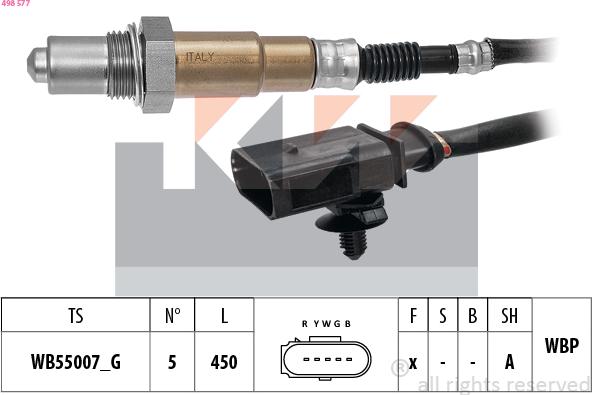 KW 498 577 - Лямбда-зонд, датчик кисню autozip.com.ua