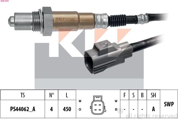 KW 498 601 - Лямбда-зонд, датчик кисню autozip.com.ua