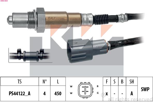 KW 498 603 - Лямбда-зонд, датчик кисню autozip.com.ua