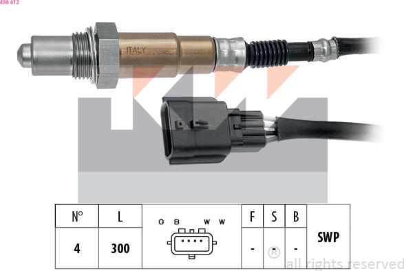 KW 498 612 - Лямбда-зонд, датчик кисню autozip.com.ua