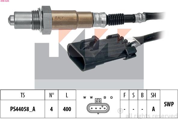 KW 498 626 - Лямбда-зонд, датчик кисню autozip.com.ua
