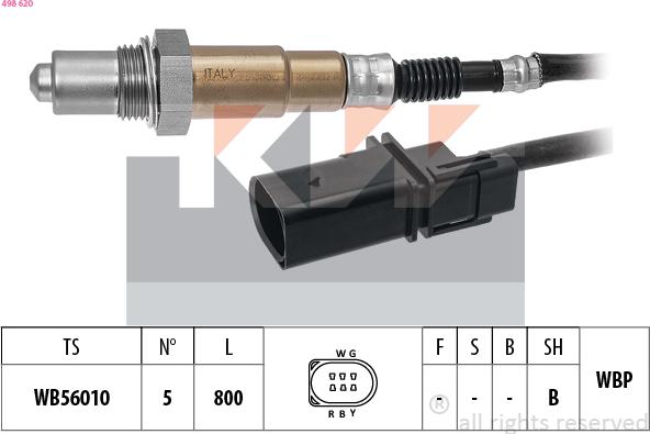 KW 498 620 - Лямбда-зонд, датчик кисню autozip.com.ua