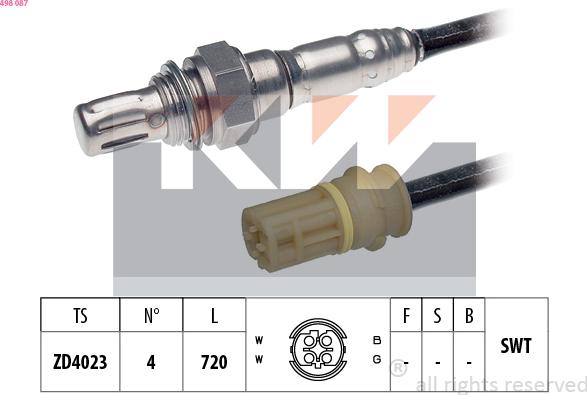 KW 498 087 - Лямбда-зонд, датчик кисню autozip.com.ua