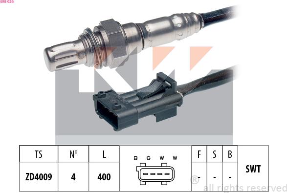 KW 498 026 - Лямбда-зонд, датчик кисню autozip.com.ua