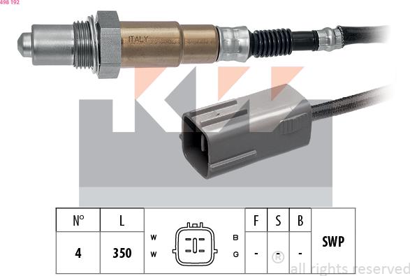 KW 498 192 - Лямбда-зонд, датчик кисню autozip.com.ua