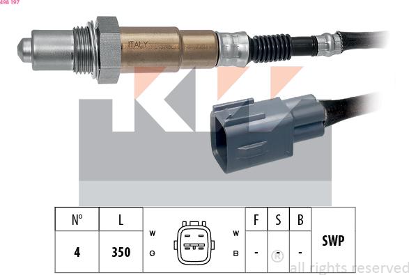 KW 498 197 - Лямбда-зонд, датчик кисню autozip.com.ua