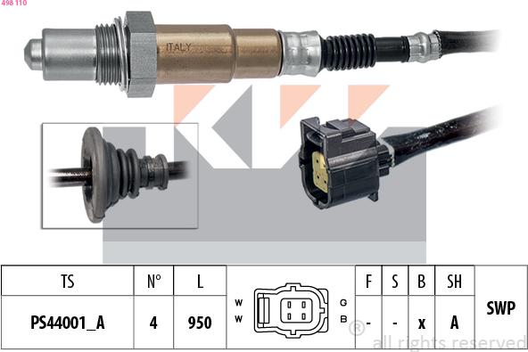 KW 498 110 - Лямбда-зонд, датчик кисню autozip.com.ua