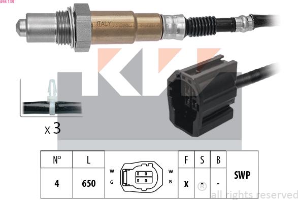 KW 498 139 - Лямбда-зонд, датчик кисню autozip.com.ua