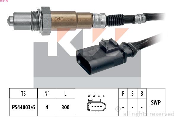 KW 498 170 - Лямбда-зонд, датчик кисню autozip.com.ua