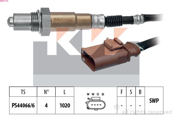 KW 498 172 - Лямбда-зонд, датчик кисню autozip.com.ua