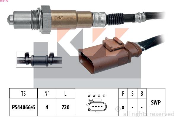 KW 498 177 - Лямбда-зонд, датчик кисню autozip.com.ua