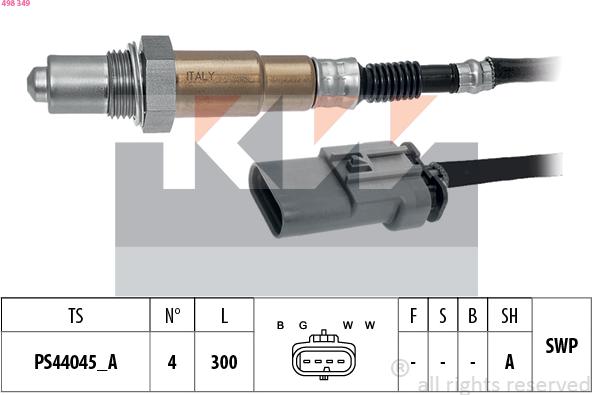 KW 498 349 - Лямбда-зонд, датчик кисню autozip.com.ua