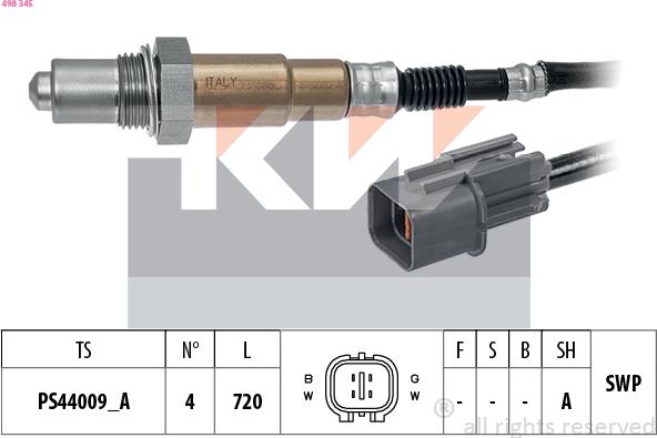 KW 498 345 - Лямбда-зонд, датчик кисню autozip.com.ua