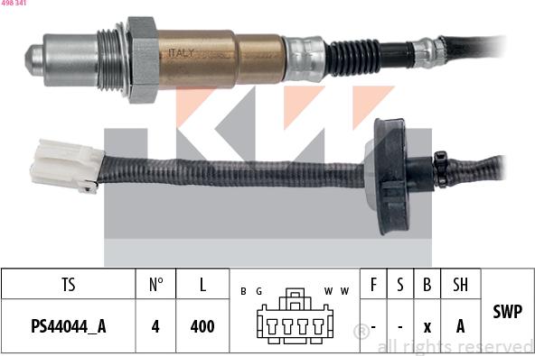 KW 498 341 - Лямбда-зонд, датчик кисню autozip.com.ua