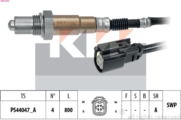 KW 498 363 - Лямбда-зонд, датчик кисню autozip.com.ua