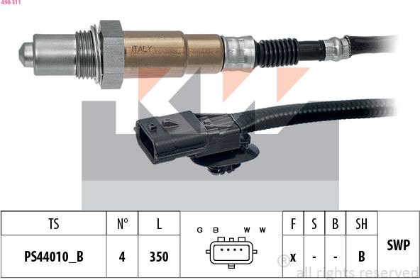 KW 498 311 - Лямбда-зонд, датчик кисню autozip.com.ua