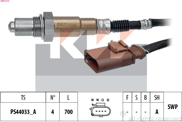 KW 498 313 - Лямбда-зонд, датчик кисню autozip.com.ua