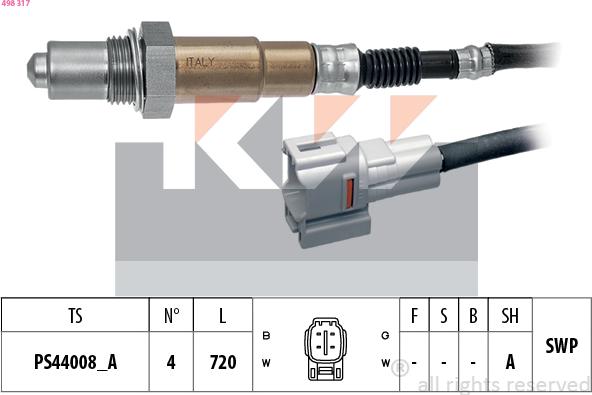 KW 498 317 - Лямбда-зонд, датчик кисню autozip.com.ua