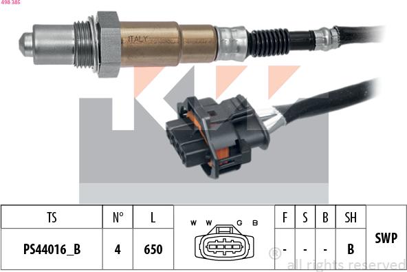 KW 498 385 - Лямбда-зонд, датчик кисню autozip.com.ua