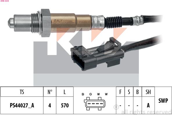 KW 498 334 - Лямбда-зонд, датчик кисню autozip.com.ua