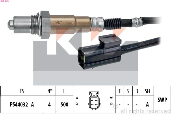 KW 498 336 - Лямбда-зонд, датчик кисню autozip.com.ua