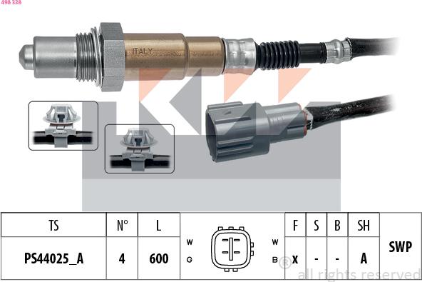 KW 498 338 - Лямбда-зонд, датчик кисню autozip.com.ua