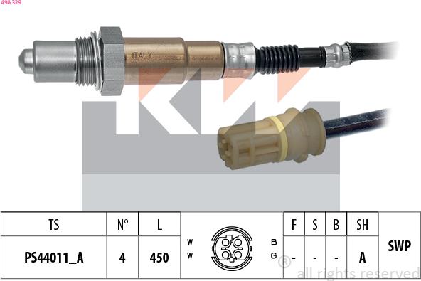 KW 498 329 - Лямбда-зонд, датчик кисню autozip.com.ua