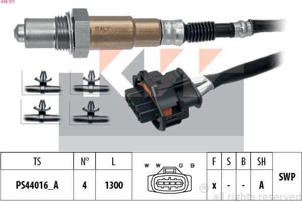 KW 498 371 - Лямбда-зонд, датчик кисню autozip.com.ua
