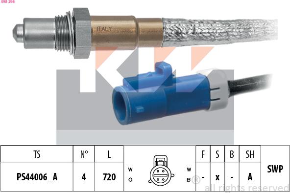 KW 498 298 - Лямбда-зонд, датчик кисню autozip.com.ua